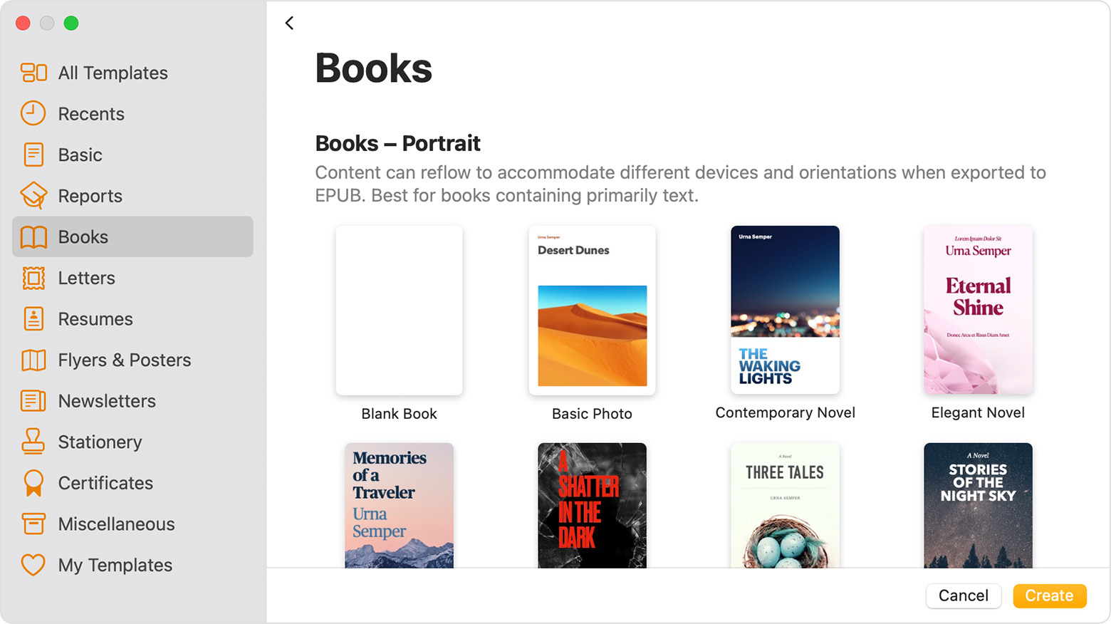 free book template for mac